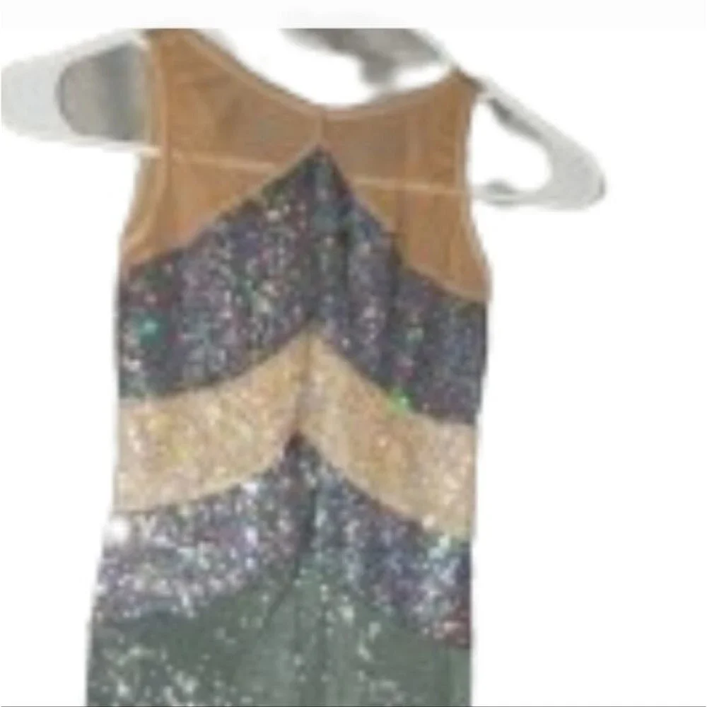Jazz, Acro Dance Costume, Grey and tan sequence, Large Child